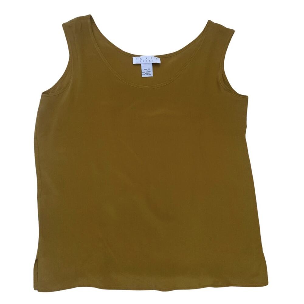 Ikare Sport Gold Sleeveless Silk Blouse Small Tank Top Elevated Basics Old Money